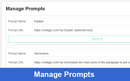Quick Prompt Search: ChatGPT, Google, and More screenshot
