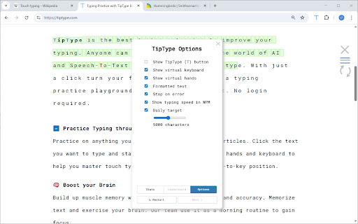 Practice typing with TipType screenshot