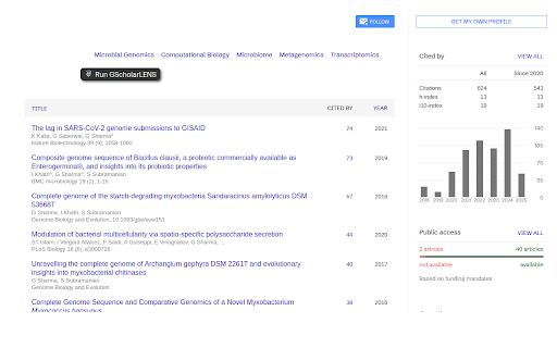 GScholarLENS screenshot