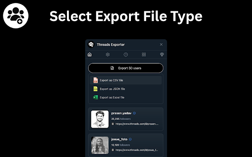 Followers Exporter for Thread screenshot