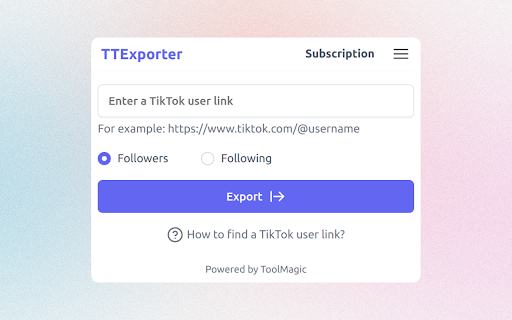 TTExporter - Export TikTok Followers screenshot