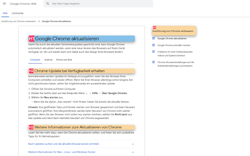 Heading Tag Markup screenshot