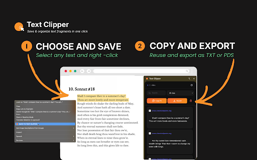 Text Clipper - Save & organize text fragments screenshot