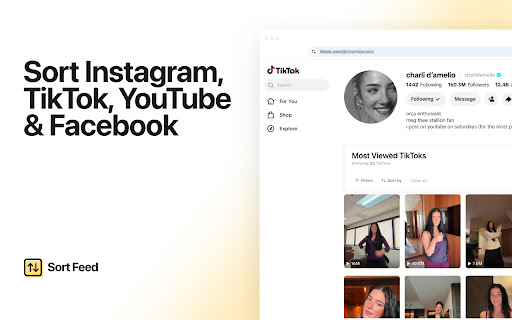 Sort Feed — Sort, Download & Transcribe. Works on Instagram, TikTok +2 more screenshot