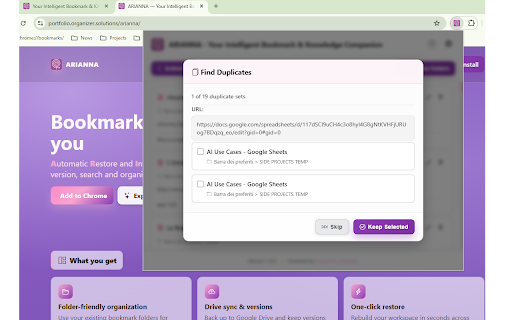 ARIANNA - Your Intelligent Bookmark Companion screenshot