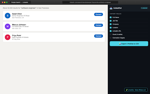 LinkedOut - LinkedIn Profile Exporter screenshot