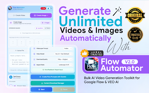 Flow Automator - Bulk AI Video Generation Toolkit for Google Flow & VEO AI screenshot