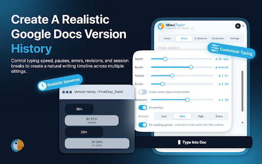 MimicTyper — Human Auto Typer for Google Docs screenshot