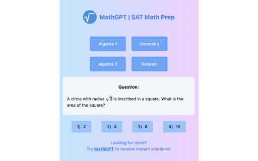 MathGPT | SAT Math Practice Problem Maker and Solver screenshot