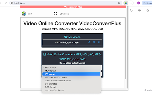 Video converter online VideoConvertPlus screenshot