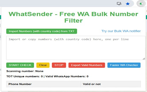 WhatSender - Free WA Bulk Number filter screenshot