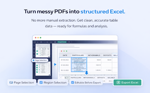 PDF to XLS. Transform PDF to Excel screenshot