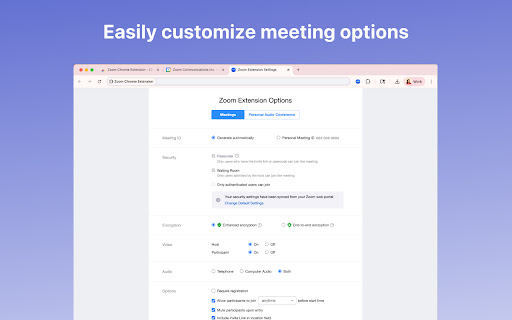 Zoom Chrome Extension For Defense screenshot