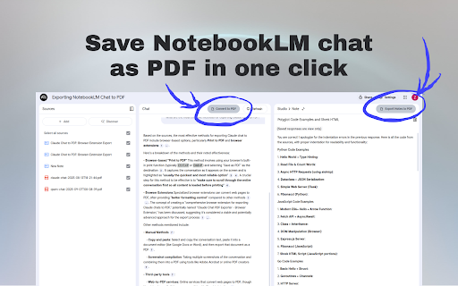Gemini Notebook to PDF, Word, Markdown export screenshot