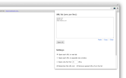 Bulk URL Opener Extension screenshot