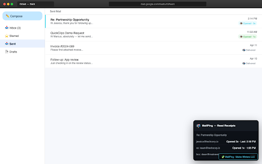 MailPing - Gmail Tracker & Follow-Ups screenshot