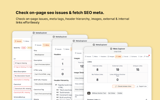 Meta Explorer - SEO Meta and On-Page SEO tools screenshot