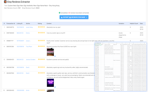 Etsy™ Reviews Extractor screenshot