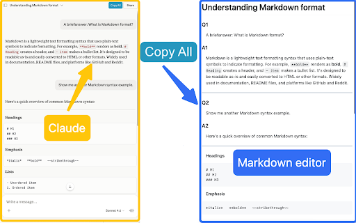 Copy Claude Chat as Markdown screenshot