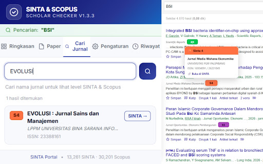SINTA & SCOPUS Scholar Checker screenshot