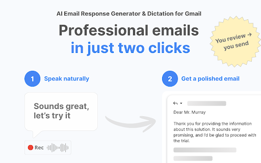AI Email Response Generator & Dictation for Gmail - Speak2mail screenshot