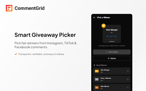 CommentGrid - Export, Analyze Comments & Pick Giveaway Winners screenshot