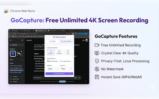 GoCapture: Free Unlimited 4K Screen Recording screenshot