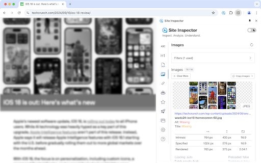 Site Inspector screenshot