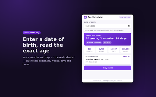 Age Calculator - Exact Age by Date of Birth screenshot