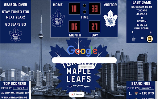 Toronto Maple Leafs Chrome Extension screenshot