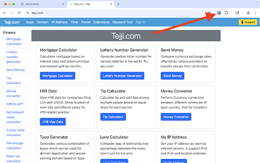 Extensions button screenshot
