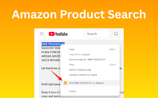 Amazon Product Search - Quick Right-Click Finder screenshot