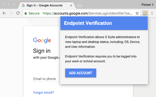 Endpoint Verification screenshot