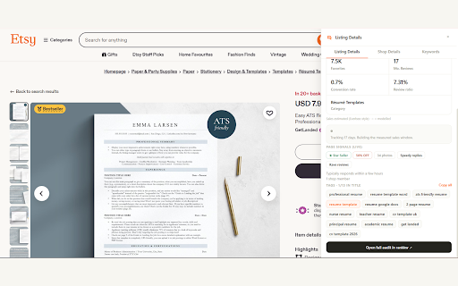 RankKW – Etsy SEO, Keyword & Product Research screenshot
