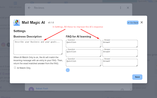 ChatGPT AI assistant for Google Reviews and Questions screenshot