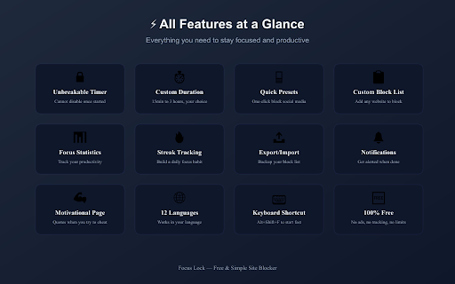 Focus Lock — Free & Simple Site Blocker screenshot