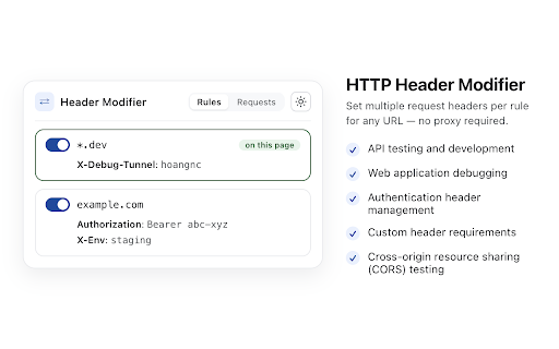 HTTP Header Modifier screenshot