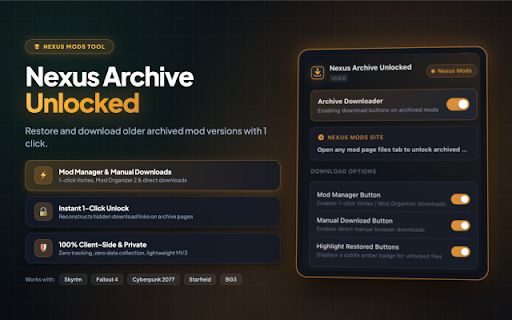 Nexus Mods - Archive Downloads Enabler screenshot