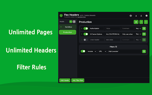 Modify HTTP Headers (HTTP Header) - FlexHeader screenshot