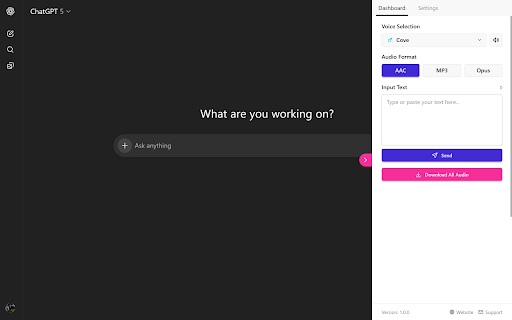 ChatGPT TTS screenshot