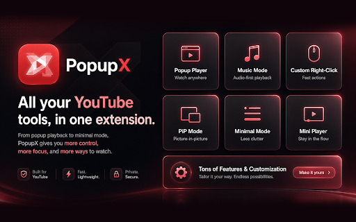 PopupX - YouTube Popup Player screenshot