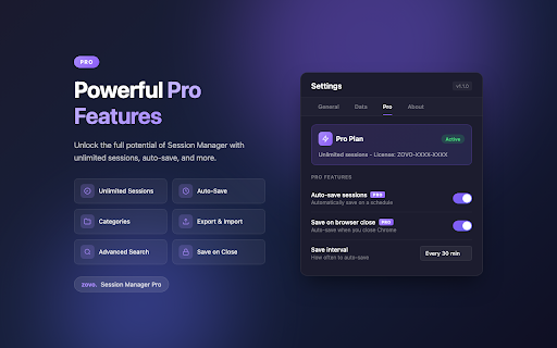 Session Manager Pro - Save and Restore Tabs screenshot