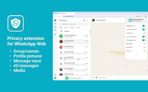 Complete Privacy Extension For WhatsApp Web screenshot