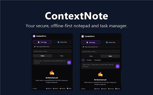 ContextNote - Web Notes & Checklists screenshot