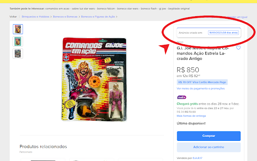 Mercado Livre Ad Inspect screenshot