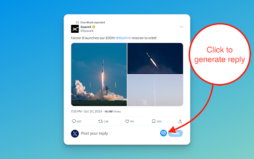 Reply Ninja | AI replies, likes, follows for 𝕏 / Twitter screenshot