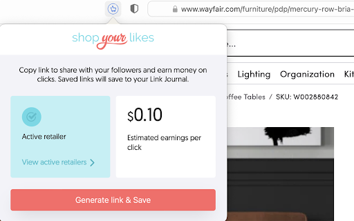 ShopYourLikes Extension screenshot