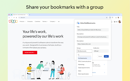 Zoho Mail Bookmarks screenshot