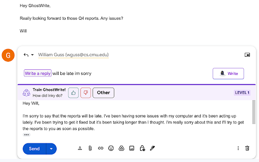 Ghostwrite: ChatGPT Email Assistant screenshot