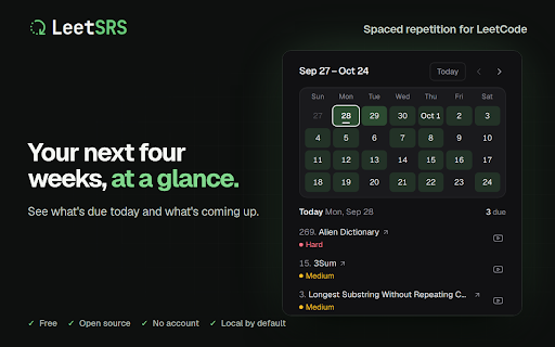 LeetSRS — Spaced Repetition for LeetCode screenshot